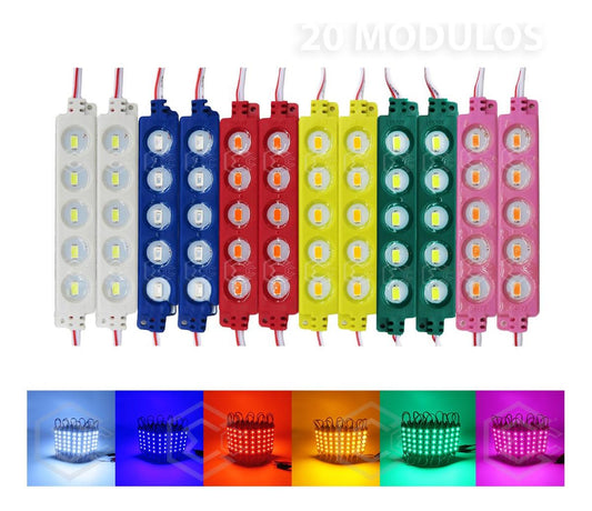 10 Modulos De 5 Leds 5630 Hiper Led Ip65 Contra Agua Color