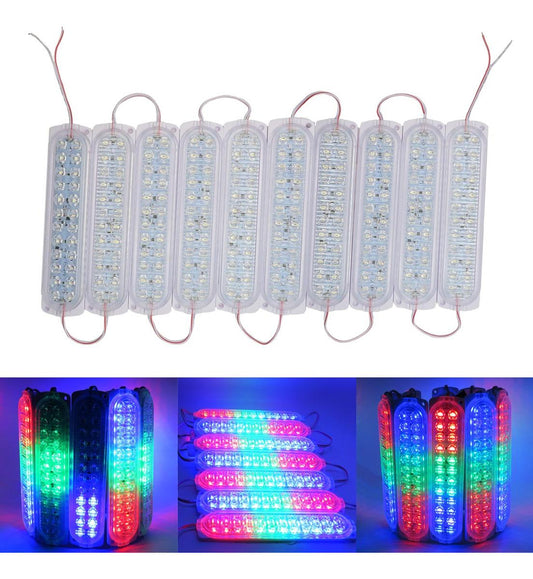 10 Modulo 24 Led Ovalado Multiuso Doble Jumbo Rgb 2 Funcion